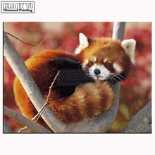 Bordado de diamantes de Panda Rojo, pintura de diamantes, animales, Cuadrado completo, taladro, mosaico, pegado, lienzo, punto de cruz, LK1 2024 - compra barato