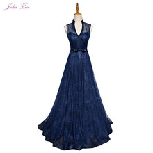Julia Kui Sleeveless V-Neck Bridesmaid dresses Beading Crystals Backless Elegant Lace Long Formal Dresses robe de soiree 2024 - buy cheap