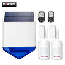 FUERS Wireless Outdoor Solar Siren Waterproof  Siren And Two PIR Motion Sensor Detector 433MHz  Door Magnetic Sensor Detector 2024 - buy cheap