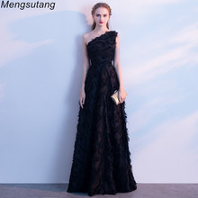 Женское длинное вечернее платье, черное элегантное кружевное платье на одно плечо с открытой спиной, платье для выпускного вечера 2024 - купить недорого