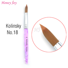 Kolinsky-Pincel acrílico para pintura profesional, Pincel de mango púrpura en polvo líquido, tamaño 18 2024 - compra barato