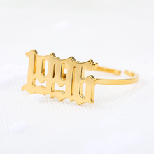 Женское кольцо с цифрами в стиле ретро, регулируемое кольцо из нержавеющей стали с цифрами на заказ, подарок на день рождения 2024 - купить недорого