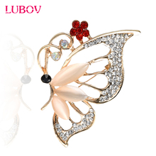 Elegant Golden Color Hollow Metal Butterfly Brooch Pin with Shining Rhinestone Decoration Wing Women Party Brooches Pins 2024 - buy cheap