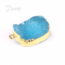Druzy Drusy Druzy Gold-color Pendant Necklace Raw Natural Stone Teardrop Pendant With Chain Neckalce 2024 - buy cheap