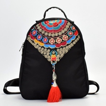 Новая вышитая сумка из ткани Оксфорд, женская сумка с вышивкой, сумка на плечо, Женская атмосферная Ретро Китайская национальная ветровая сумка, рюкзак 2024 - купить недорого