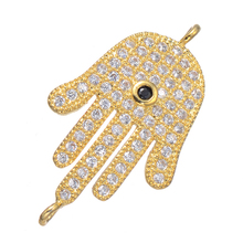 5pcs Micro Pave Zircon Crystal Evil Eye Charms For Jewelry Making Vintage Copper CZ Palm Hamsa Charms Connector Diy Accessories 2024 - buy cheap