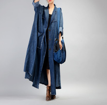 Sobretudo feminino folgado irregular, plus size, casaco trench coat feminino patchwork vintage com bolsos 2024 - compre barato