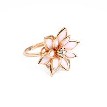 Top Quality Black White Camellia Ring Rose Gold Color Austrian Crystals Wedding Party Ring For Women anillos snow lotus ring 2024 - buy cheap