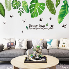 Papel de parede 3d com folhas, decoração para o quarto, sala de estar, verão, adesivo diy, decoração moderna para casa 2024 - compre barato