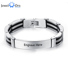 Titanium Steel Personalized Engrave Bracelets For Men Customization Text  205mm Length Bracelets & Bangles (JewelOra BA101448) 2024 - buy cheap