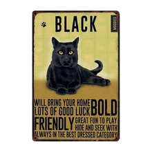 [Kelly66] черная кошка металлический знак олова плакат домашний Декор Бар настенная живопись 20*30 см Размеры y-2157 2024 - купить недорого