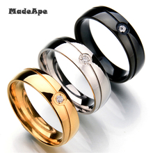 Madape 316l anéis de aço inoxidável suave simples casamento casais anéis para presente feminino alta qualidade anel jóias para o noivado 2024 - compre barato