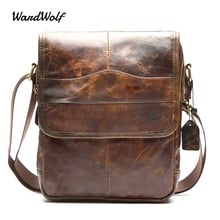 Мужская сумка-мессенджер WardWolf, маленькая Повседневная кожаная сумка через плечо с ремешком из натуральной кожи 2024 - купить недорого