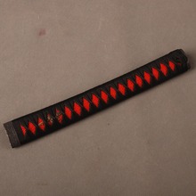 Straight Handle Tsuka Black Silk Ito & Imitated Red Rayskin & Alloy Fuchi Kashira Fitting for Japanese Samurai Sword Katana H28 2024 - buy cheap