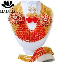 Fashion african jewelry set Gold Champagne nigerian wedding african beads jewelry set Crystal Free shipping Majalia-400 2024 - buy cheap