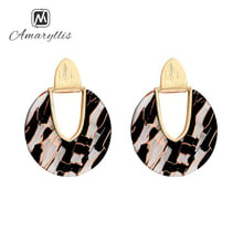 Amaiyllis Bohemia Tortoiseshell Stud Earrings For Women Chic Geometric Round Post Earrings Big Acetic Arc Pendant Earring Brinco 2024 - buy cheap