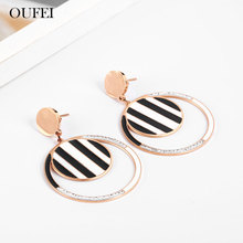 OUFEI Rose Gold Circle Shape Drop Earrings For Women Stainless Steel Jewelry Woman Vogue 2019 Jewelry Accessories 2024 - buy cheap