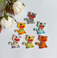 60Pcs New Wholesale Mixed 29*25mm Cartoon Cat Wood Button Sewing Rabbit Buttons Scrapbooking Craft 2024 - buy cheap