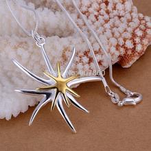 P026 wholesale silver plated golden starfish pendant necklace fashion party jewelry pretty cute Christmas gift free shipping 2024 - buy cheap