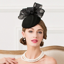 Lady Fedoras Woolen Hat Vintage Black Wool Pillbox Hat Wedding Party Fascinator Hats for Women Chapeau Pour Mariage Cap 2024 - buy cheap