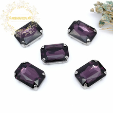 Classic Deep Purple Rectangle Glass Crystal sewing rhinestones with silvery claw Diy wedding dress accessories Free shipping 2024 - buy cheap
