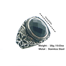 Mens Boys 316L Stainless Steel Cool Punk Gothic Beautiful Stone Flower Vintage Ring 2024 - buy cheap