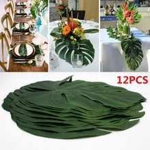 12PCS Artificial Tropical Palm Leaves Green Jungle Plants for Wedding Party Decorations Home garden decoration 2019new 2024 - buy cheap