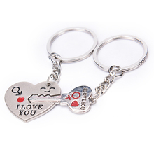 Llavero de corazón para amantes de la letra I LOVE YOU, cadena de llaves de pareja llave para hombre y mujer, regalo de San Valentín, 1 par 2024 - compra barato