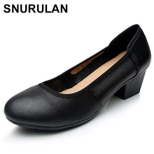 SNURULAN Spring Autumn Women's Pumps Fashion Sexy Thick Round Toe leather Women High Heel Shoes Woman Slip On Casual ShoesE612 2024 - buy cheap
