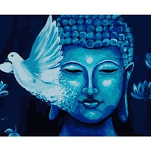 Pintura por números diy dropshipping 40x50 60x75cm pombos e estátuas de buda figura lona decoração de casamento arte imagem presente 2024 - compre barato