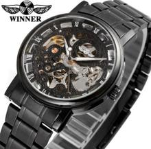 Winner-reloj deportivo de acero inoxidable para hombre, carcasa de aleación negro completo con esqueleto de marca superior, ideal para regalo 2024 - compra barato