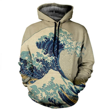 Толстовка с капюшоном для мужчин и женщин, свитшот с 3D-принтом морских волн, Тонкий Повседневный пуловер в стиле унисекс, спортивный костюм, осень 2024 - купить недорого