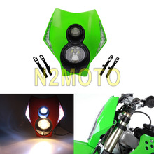 Светодиодная галогенная фара H3 12 В, головная лампа для супермото, светодиодные боковые поворотные огни для мотокросса Kawasaki KLX 110 250, двойные спортивные мотоциклы 2024 - купить недорого