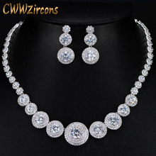 CWWZircons Gorgeous Micro Inlay Full Small CZ Stone Around In Round Cubic Zirconia Women Wedding Jewelry Sets For Brides T239 2024 - buy cheap