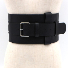 Cinturón de doble capa para mujer, faja femenina ancha de color negro, accesorios de vestir 2024 - compra barato