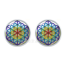New OM Yoga Key Stud Earrings Classic Chakra Mandala 12mm Glass Dome Jewels Sacred Geometric Earrings For Women Girls Gift 2024 - buy cheap