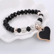 Fashion Famous Brand New Wholesale Antique Romantic Heart Pendant Crystal Beads Bracelet 6 Color Beads Bracelets For Women 2024 - buy cheap