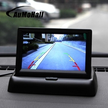 Aumohall 4.3 monitors monitors lcd dobrável 2 monitores de entrada vídeo do carro para câmera de visão traseira no traço 2024 - compre barato