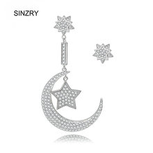 SINZRY bijuterias 2016 corte Cubic Zircon Micro pavimentada desigual meio dia estrela oscila brincos para as mulheres 2024 - compre barato