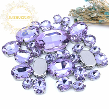 5 SIZES 30PCS Free shipping! Crystal violet oval shape Glass Crystal sew on rhinestones with calw Diy wedding decoration 2024 - buy cheap