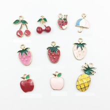 10pcs/pack Fruit Enamel Charms For Earrings Making Cherry Alloy Floating Pendant fit Bracelet Necklace Jewelry Accessories YZ059 2024 - buy cheap