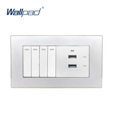 4 Gang 2 Way And 2 USB Socket USB Wallpad Luxury Wall Light Switch Acrylic Panel For Iphone Android 6*3 2024 - buy cheap