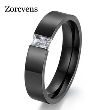 Wedding Rings for Women Men Austrian Crystal Stone Stainless Steel Gold & Black CZ Ring Jewelry Wholesale 2024 - buy cheap