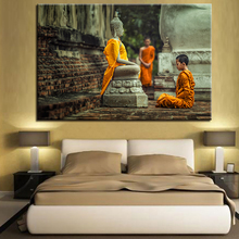 Decoración moderna para el hogar, pintura en lienzo de estatuas de Buda, arte de pared religioso, imágenes de monje budista, carteles impresos para decoración del hogar 2024 - compra barato