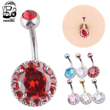 Women Belly Button Rings Body Piercing Jewelry Double Round Crystal Navel Piercing Ring Stainless Steel Belly Button Jewelry 2024 - buy cheap