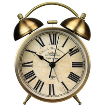 Relógio despertador vintage de metal, luz noturna, quarto, retrô, mesa de cabeceira, quartzo, movimento, presente, imperdível 2024 - compre barato