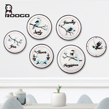 Roogo-pintura de flores y pájaros para decoración del hogar, placa Circular de resina 3D, colgante de pared, estilo acuarela, regalo para amigos 2024 - compra barato