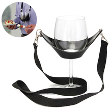 Portable Wine Sling Yoke Black Wine Glass Holder Neck Strap Glass Holder Support Strap for Birthday Cocktail Party Bar Tools 2024 - buy cheap