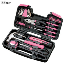 39 Piece Household Home Hand Tools Set with Tool Box Storage Case Pink Ribbon General Repair Tool Set 2024 - buy cheap