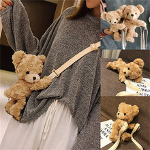 NOENNAME_NULL Cute Girls Cute Smile Bear Soft Plush Doll Lolita Handbag Animal Shoulder Bag 2024 - buy cheap